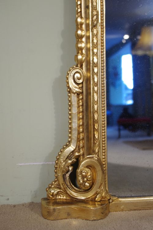 GILT LARGE ARCH TOP OVERMANTLE MIRROR - ADDITIONAL PHOTO 6