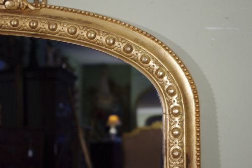 VICTORIAN GILT LARGE ARCH TOP OVERMANTLE MIRROR - ADDITIONAL PHOTO 5