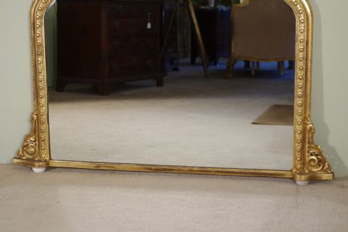 VICTORIAN GILT LARGE ARCH TOP OVERMANTLE MIRROR - ADDITIONAL PHOTO 6