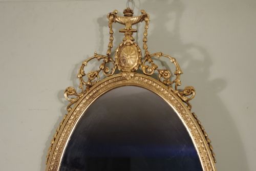 ENGLISH VICTORIAN GILT OVAL ADAM STYLE WALL MIRROR - ADDITIONAL PHOTO 1