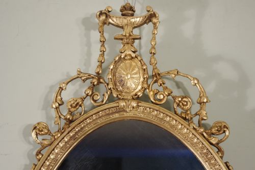 ENGLISH VICTORIAN GILT OVAL ADAM STYLE WALL MIRROR - ADDITIONAL PHOTO 2
