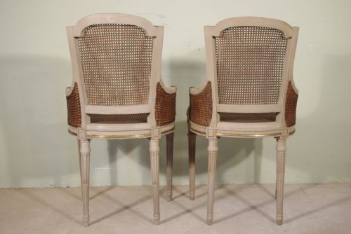 PAIR FRENCH PAINTED CANE ARMCHAIRS - ADDITIONAL PHOTO 11