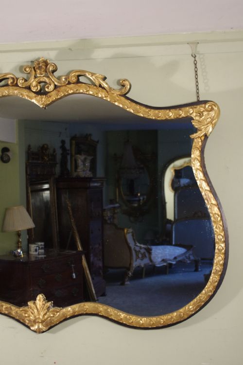VICTORIAN EBONISED AND PARCELGILT LARGE OVERMANTLEWALL MIRROR - ADDITIONAL PHOTO 1