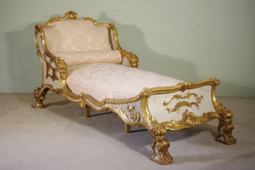 19th century gilt chaise longue day bed - CATEGORY: ANTIQUE BEDS - DATED 1880