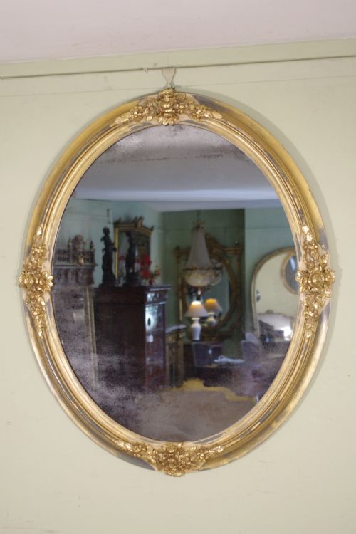 english victorian gilt oval wallovermantle mirror - CATEGORY: ANTIQUE MIRRORS - DATED 1880