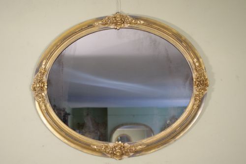 ENGLISH VICTORIAN GILT OVAL WALLOVERMANTLE MIRROR - ADDITIONAL PHOTO 1