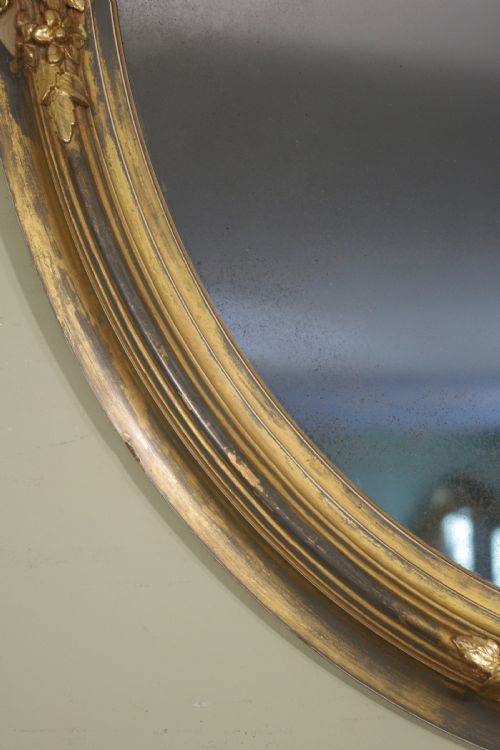 ENGLISH VICTORIAN GILT OVAL WALLOVERMANTLE MIRROR - ADDITIONAL PHOTO 9