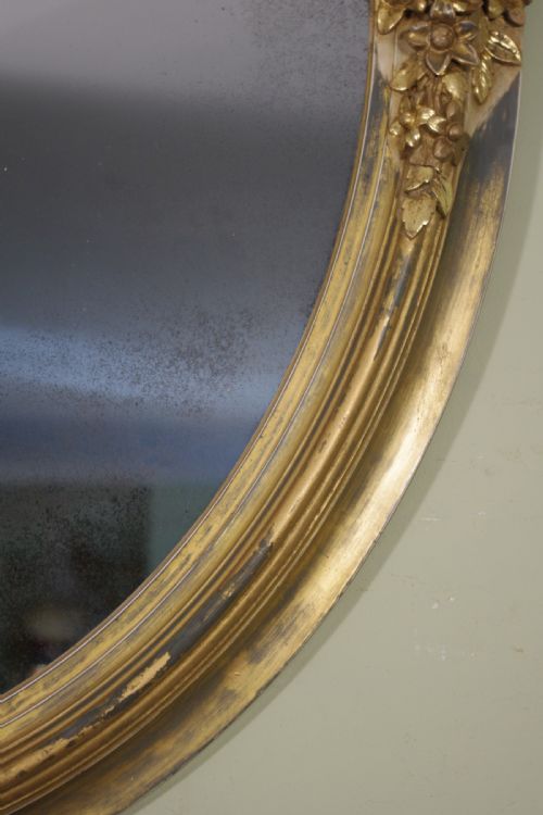 ENGLISH VICTORIAN GILT OVAL WALLOVERMANTLE MIRROR - ADDITIONAL PHOTO 10