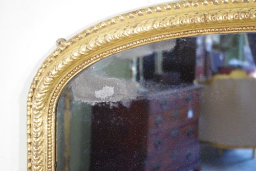 ENGLISH VICTORIAN GILT LARGE ARCH TOP OVERMANTLE MIRROR - ADDITIONAL PHOTO 8