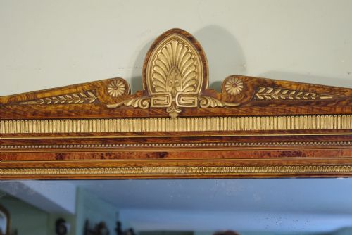 ENGLISH VICTORIAN SIMULATED WALNUT AND PARCELGILT LARGE OVERMANTLE MIRROR - ADDITIONAL PHOTO 2