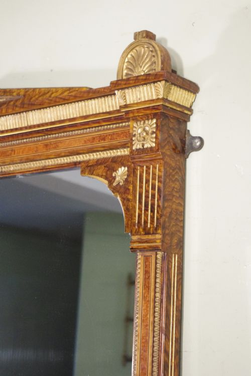 ENGLISH VICTORIAN SIMULATED WALNUT AND PARCELGILT LARGE OVERMANTLE MIRROR - ADDITIONAL PHOTO 6