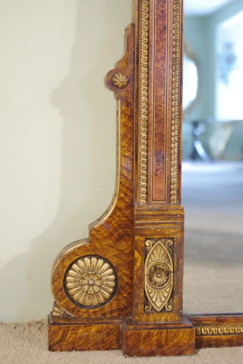 ENGLISH VICTORIAN SIMULATED WALNUT AND PARCELGILT LARGE OVERMANTLE MIRROR - ADDITIONAL PHOTO 8
