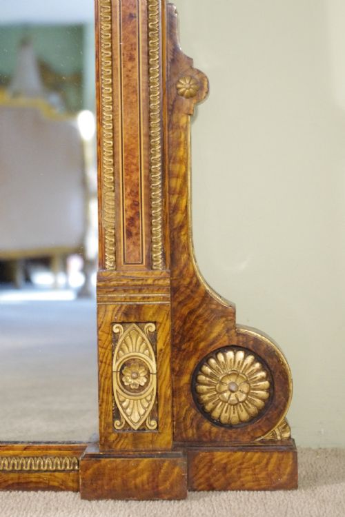 ENGLISH VICTORIAN SIMULATED WALNUT AND PARCELGILT LARGE OVERMANTLE MIRROR - ADDITIONAL PHOTO 9