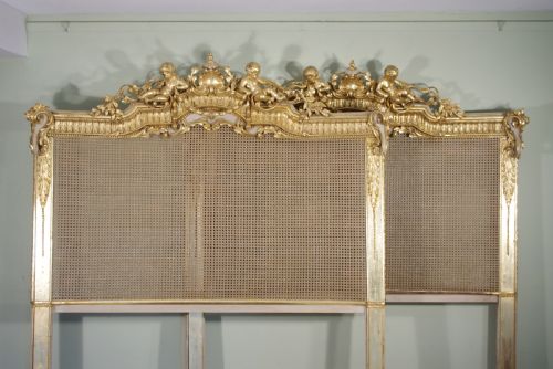 PAIR PAINTED AND PARCELGILT CANE 5FT DOUBLEKINGSIZE HEADBOARDSBEDS - ADDITIONAL PHOTO 1