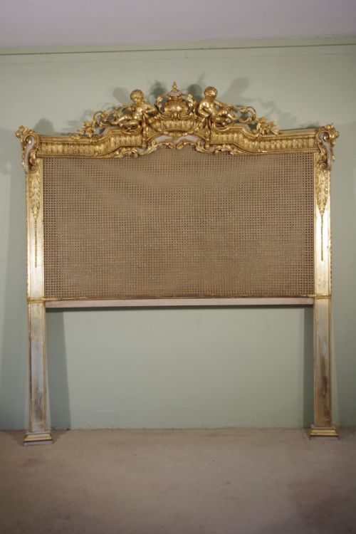 PAIR PAINTED AND PARCELGILT CANE 5FT DOUBLEKINGSIZE HEADBOARDSBEDS - ADDITIONAL PHOTO 2