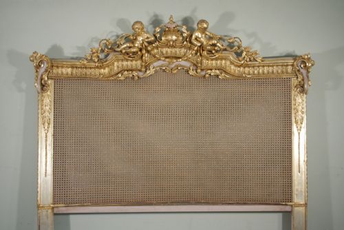 PAIR PAINTED AND PARCELGILT CANE 5FT DOUBLEKINGSIZE HEADBOARDSBEDS - ADDITIONAL PHOTO 3