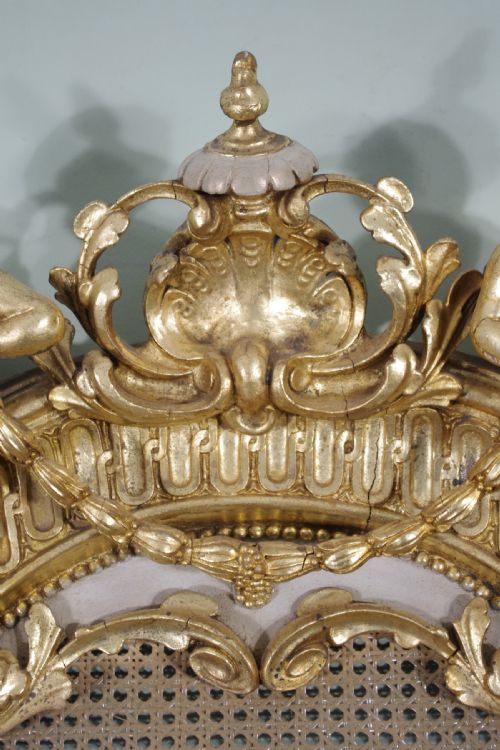 PAIR PAINTED AND PARCELGILT CANE 5FT DOUBLEKINGSIZE HEADBOARDSBEDS - ADDITIONAL PHOTO 9