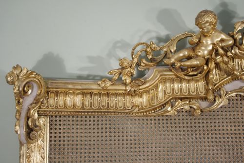 PAIR PAINTED AND PARCELGILT CANE 5FT DOUBLEKINGSIZE HEADBOARDSBEDS - ADDITIONAL PHOTO 10