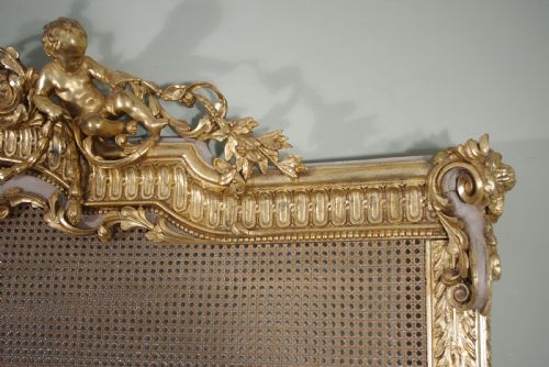 PAIR PAINTED AND PARCELGILT CANE 5FT DOUBLEKINGSIZE HEADBOARDSBEDS - ADDITIONAL PHOTO 11