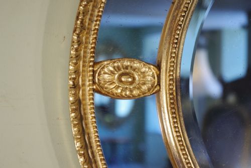 ENGLISH VICTORIAN GILT LARGE OVAL MARGINAL OVERMANTLE WALL MIRROR - ADDITIONAL PHOTO 5