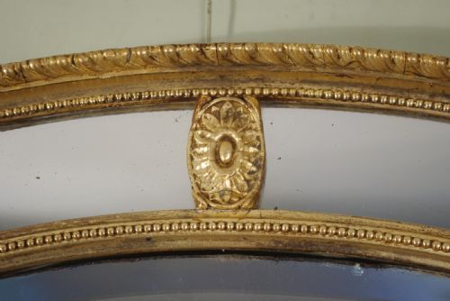 ENGLISH VICTORIAN GILT LARGE OVAL MARGINAL OVERMANTLE WALL MIRROR - ADDITIONAL PHOTO 6