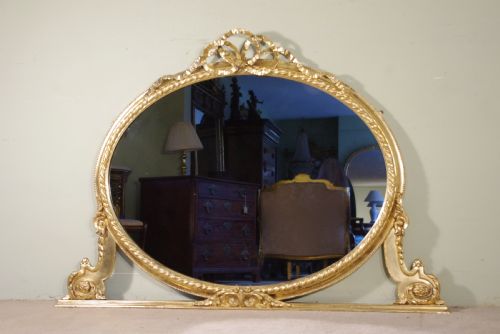 english victorian gilt large oval overmantle mirror - CATEGORY: ANTIQUE MIRRORS - DATED 1880