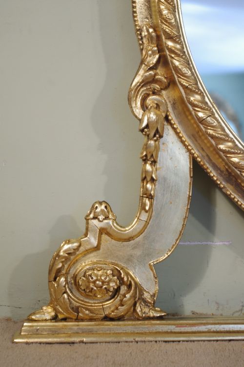 ENGLISH VICTORIAN GILT LARGE OVAL OVERMANTLE MIRROR - ADDITIONAL PHOTO 6