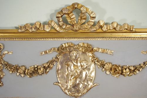 FRENCH PAINTED AND PARCELGILT LARGE TRUMEAUOVERMANTLE MIRROR - ADDITIONAL PHOTO 4