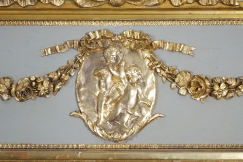 FRENCH PAINTED AND PARCELGILT LARGE TRUMEAUOVERMANTLE MIRROR - ADDITIONAL PHOTO 5