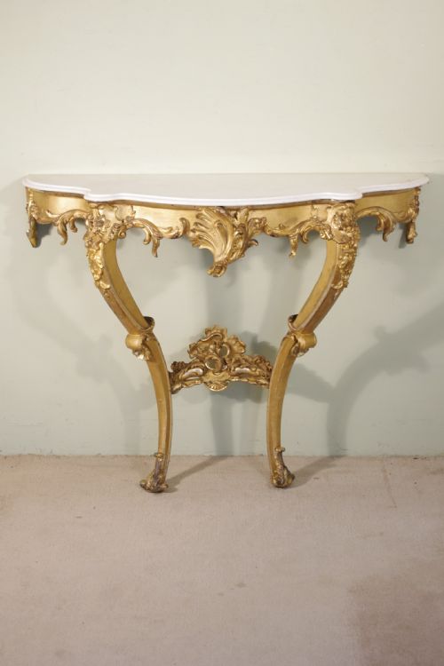 19th century french gilt console table with marble top - CATEGORY: ANTIQUE TABLES - DATED 1880