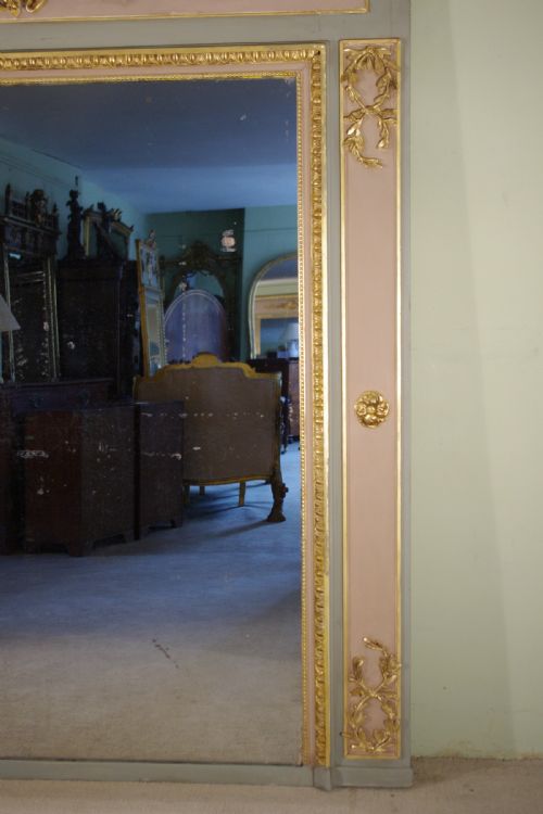 FRENCH PAINTED AND PARCELGILT LARGE TRUMEAUOVERMANTLE MIRROR - ADDITIONAL PHOTO 2