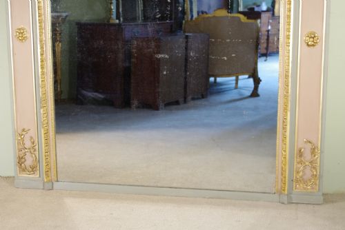 FRENCH PAINTED AND PARCELGILT LARGE TRUMEAUOVERMANTLE MIRROR - ADDITIONAL PHOTO 3