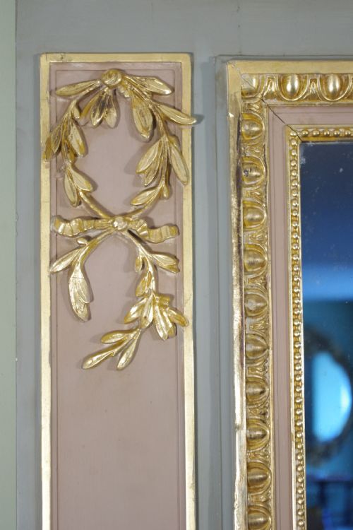 FRENCH PAINTED AND PARCELGILT LARGE TRUMEAUOVERMANTLE MIRROR - ADDITIONAL PHOTO 6