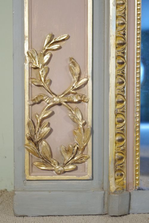 FRENCH PAINTED AND PARCELGILT LARGE TRUMEAUOVERMANTLE MIRROR - ADDITIONAL PHOTO 8