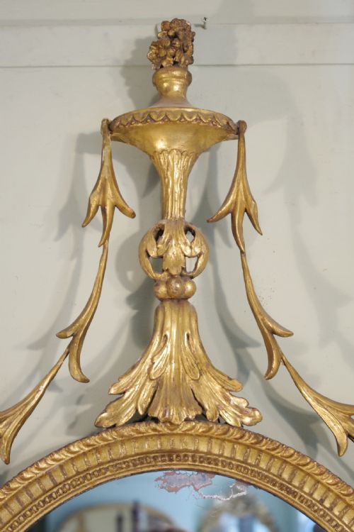 ENGLISH VICTORIAN GILT OVAL ADAM STYLE WALL MIRROR - ADDITIONAL PHOTO 3