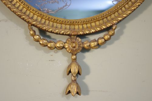 ENGLISH VICTORIAN GILT OVAL ADAM STYLE WALL MIRROR - ADDITIONAL PHOTO 4