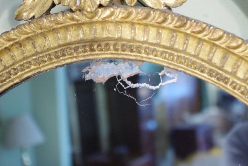 ENGLISH VICTORIAN GILT OVAL ADAM STYLE WALL MIRROR - ADDITIONAL PHOTO 7