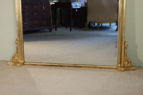ENGLISH VICTORIAN GILT LARGE ARCH TOP OVERMANTLE MIRROR - ADDITIONAL PHOTO 2