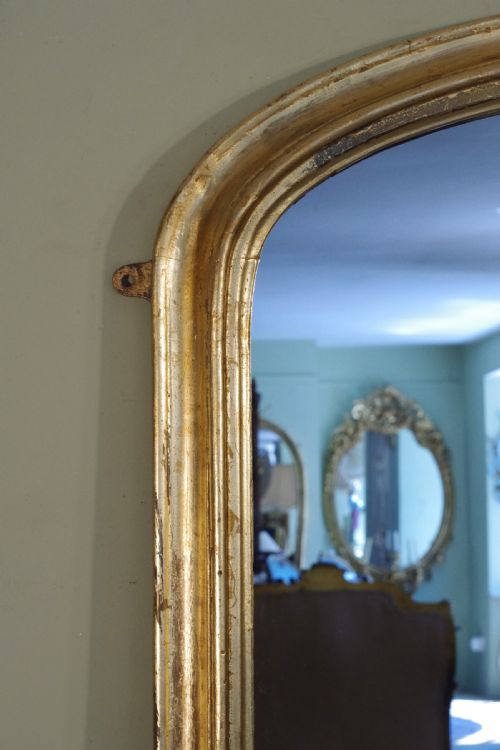 ENGLISH VICTORIAN GILT LARGE ARCH TOP OVERMANTLE MIRROR - ADDITIONAL PHOTO 3