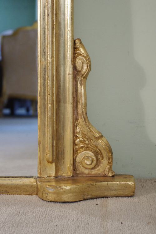 ENGLISH VICTORIAN GILT LARGE ARCH TOP OVERMANTLE MIRROR - ADDITIONAL PHOTO 5