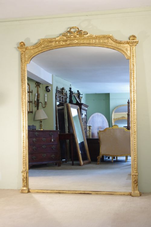 english victorian gilt large overmantle mirror - CATEGORY: ANTIQUE MIRRORS - DATED 1870