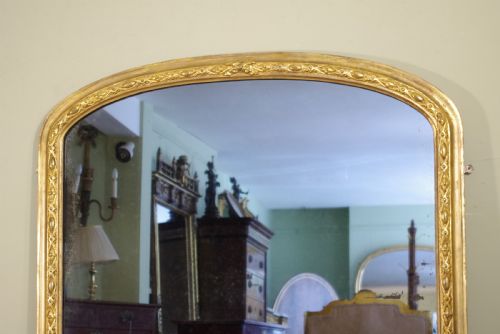 ENGLISH VICTORIAN GILT LARGE ARCH TOP OVERMANTLE MIRROR - ADDITIONAL PHOTO 1