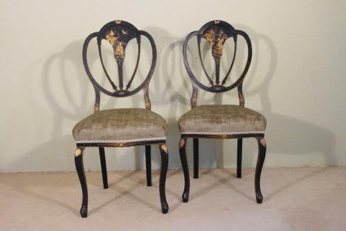 SET OF FOUR BLACK LACQUER AND GILT CHINOISERIE CHAIRS - ADDITIONAL PHOTO 3