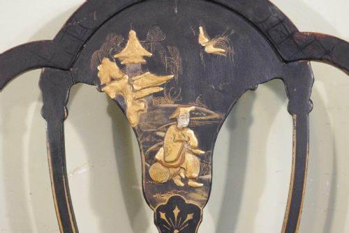 SET OF FOUR BLACK LACQUER AND GILT CHINOISERIE CHAIRS - ADDITIONAL PHOTO 8