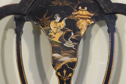 SET OF FOUR BLACK LACQUER AND GILT CHINOISERIE CHAIRS - ADDITIONAL PHOTO 10
