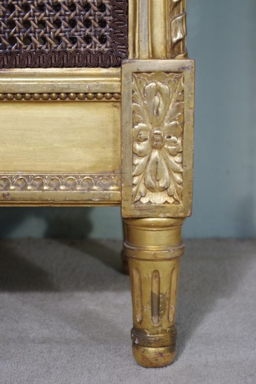 PAIR FRENCH GILT CANE SINGLE BEDS - ADDITIONAL PHOTO 4
