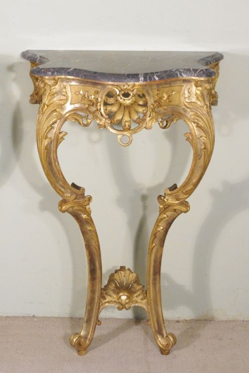PAIR OF GILT CONSOLE TABLES WITH MARBLE TOPS - ADDITIONAL PHOTO 3
