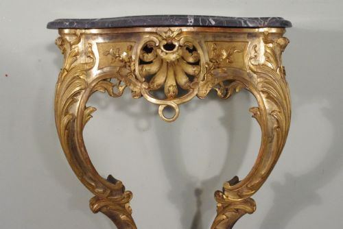 PAIR OF GILT CONSOLE TABLES WITH MARBLE TOPS - ADDITIONAL PHOTO 5
