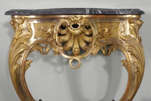 PAIR OF GILT CONSOLE TABLES WITH MARBLE TOPS - ADDITIONAL PHOTO 6