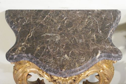 PAIR OF GILT CONSOLE TABLES WITH MARBLE TOPS - ADDITIONAL PHOTO 15